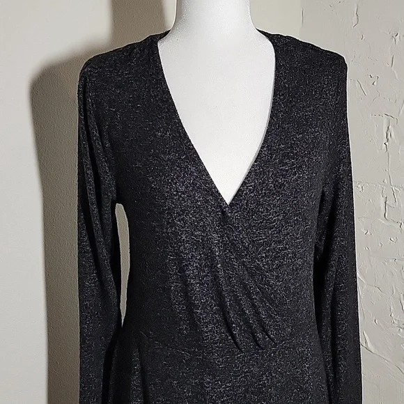 Anthropologie Saturday Sunday Gray Faux Wrap Knit Sweater Dress M Long Sleeve - Picture 4 of 13